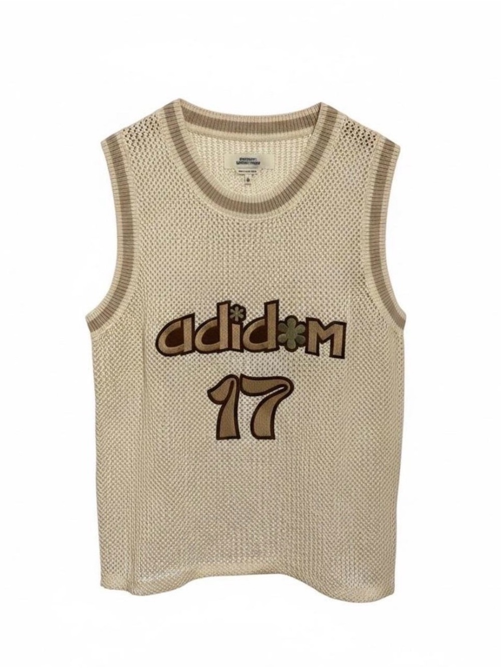 Men’s Adidem Asterisks Mesh Jersey Vest Size L Cream Knit Streetwear Toronto